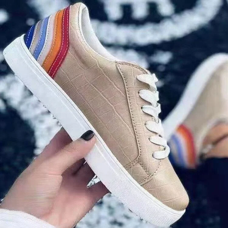 

2021 New Arrival Comfortable Fitting PU Women Sneaker Women's Casual Flats Shoes, Black,white,khaki,brown