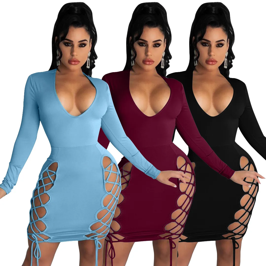 

High Quality Cheap Price Solid Color Summer Sexy Dress Women Clothing