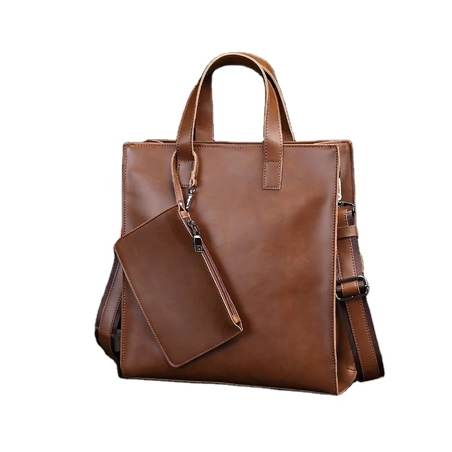 

Latest Designer Men Bag Handbag Men's Single Shoulder Tote Bag With Purses Coffee PU Leather Tote Bag Large Capacity Handbags, Customized