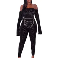 

B23903A Hot selling night club sexy and tight Korean fashion suede Jumpsuit