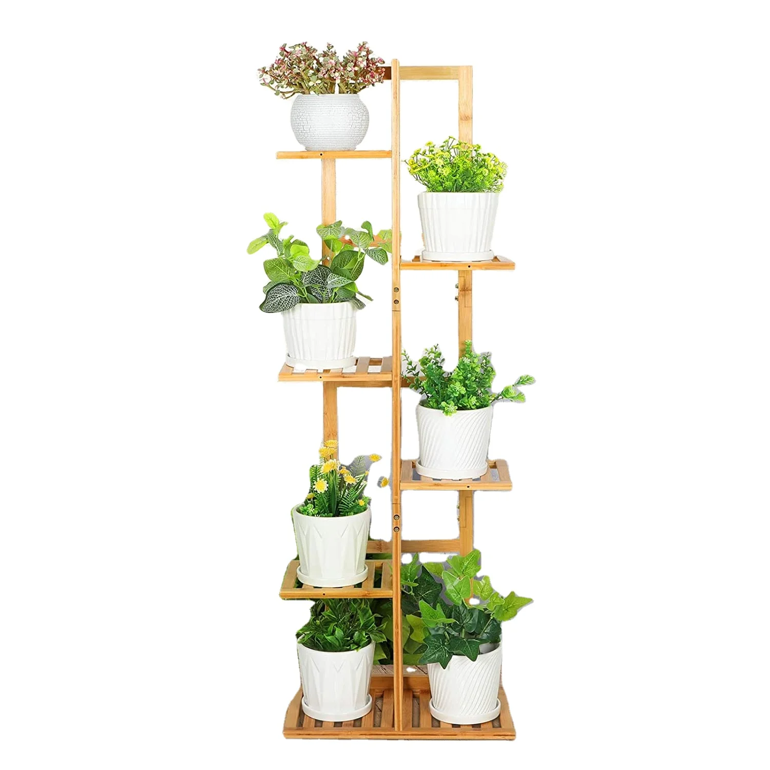 

Eco friendly 7-layer bamboo flower rack environmental protection standing flower pot rack garden sets, Natural