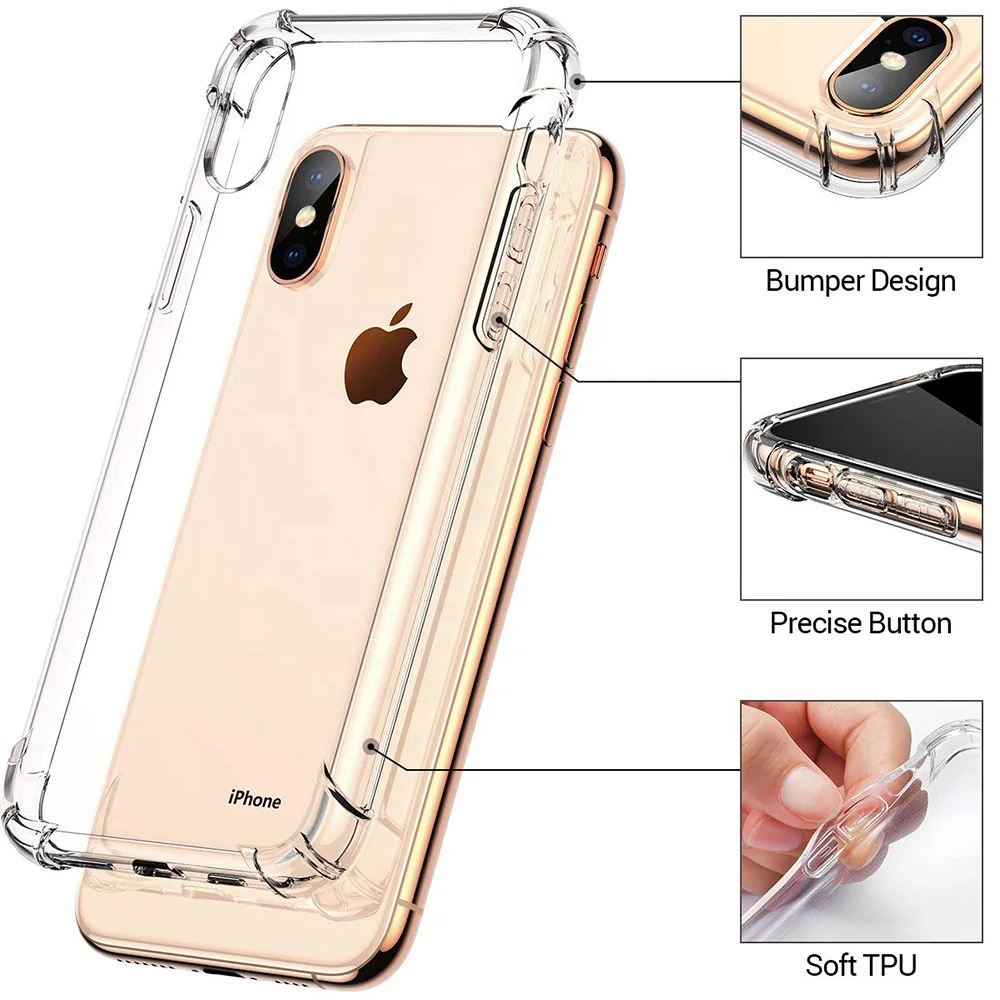 

Wholesale Anti-knock TPU Transparent Phone cover Shockproof Soft Case, For iPhone 11 pro max shockproof phone case