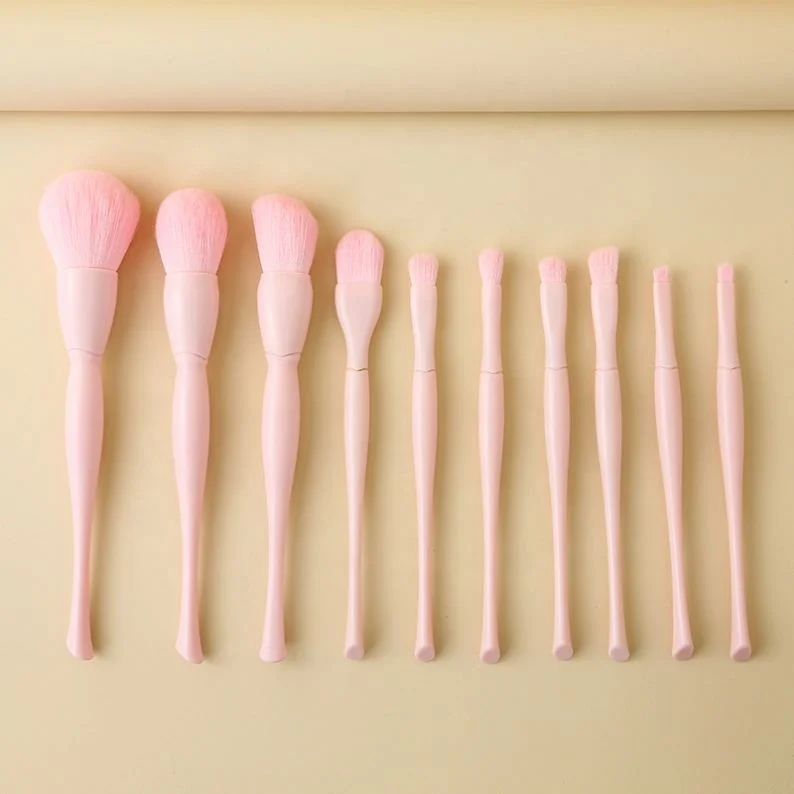 

Design Pink Green Matt Glossy Makeup Brush 10Pcs/Lot Sets Soft Hair Tool