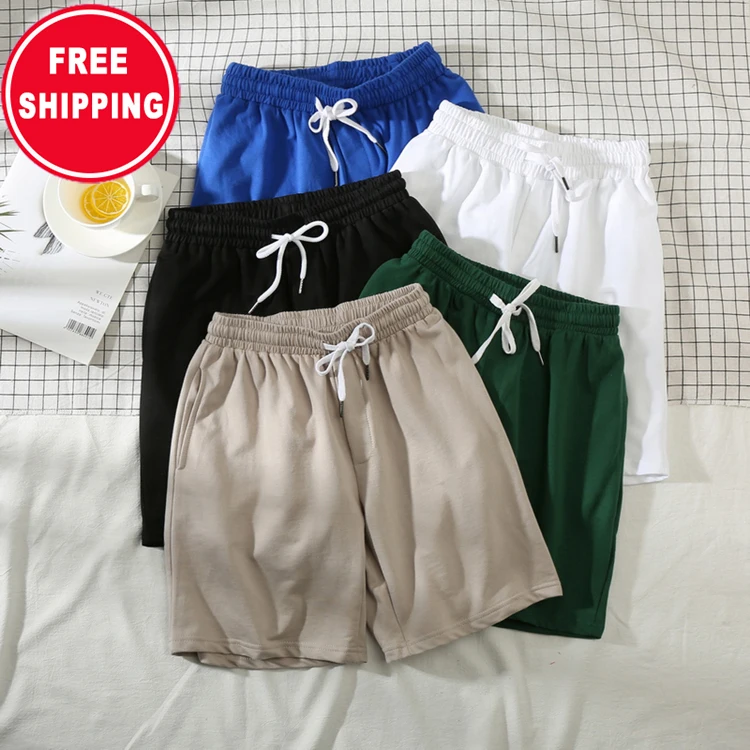 

Free Shipping Shorts men's summer loose casual solid color sports three-quarter pants beach pants