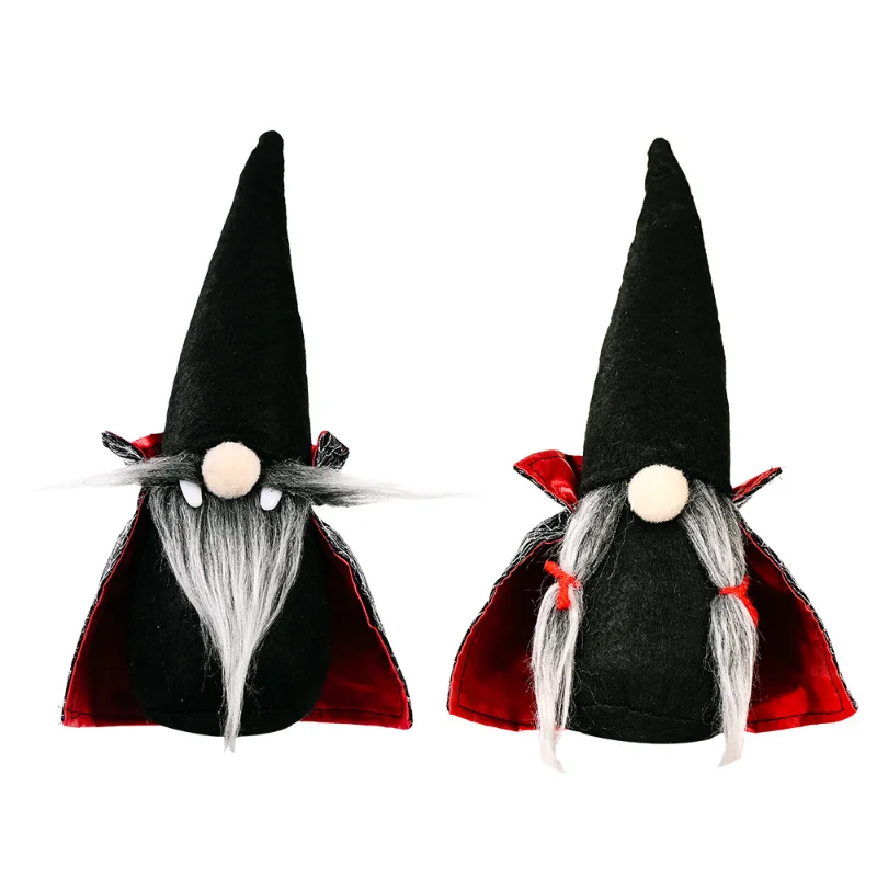 

2021 new product Halloween dwarf decoration faceless doll black witch cloak hat vampire doll ornament