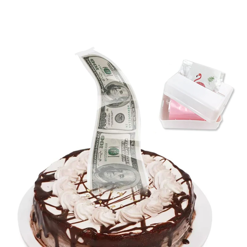 

JY Funny Cake Kid Gift Happy Decor Pull Money Surprise Box Cake Tool Cake ATM Surprised Birthday Party Topper Money Box, White