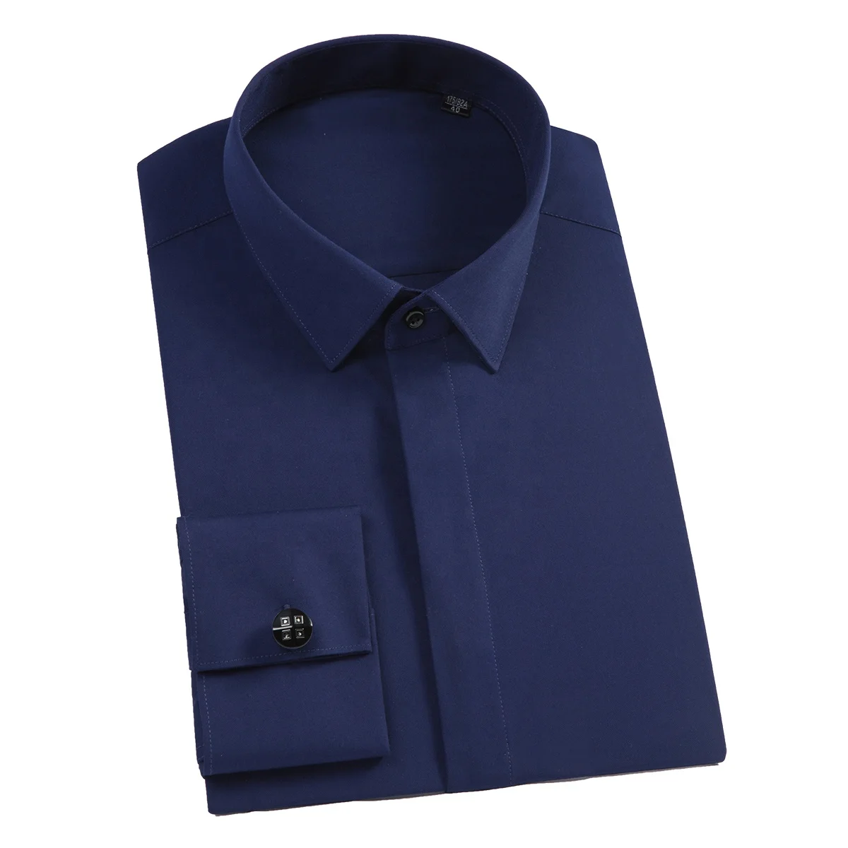 

Best quality solid color bamboo fiber cotton men long sleeve hidden placket French cufflinks dress shirt, Colors