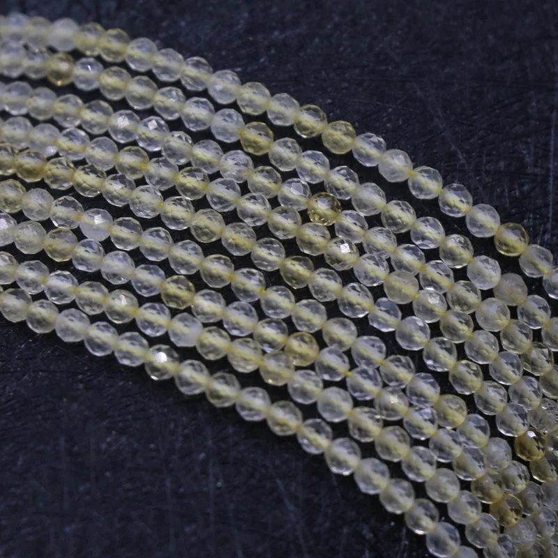 

Nice Faceted Lemon Quartz  Gemstone Loose Beads Pendant Diy Material Round Balls, In picture