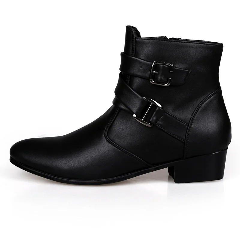 

High Heel Pointed Toe Buckle Strap Ankle Boots working shoes for men boots