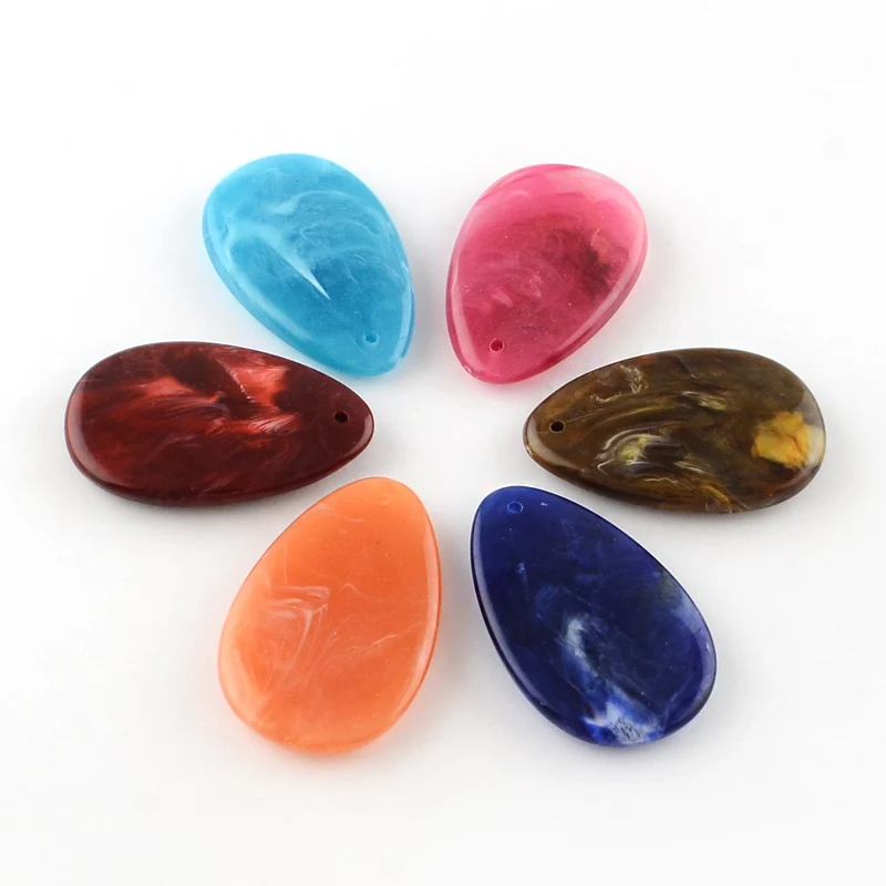 

PandaHall Mixed Color Drop Imitate Gemstone Acrylic Big Pendants