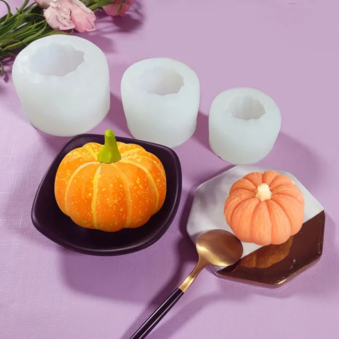 

3D Pumpkin Candle Mold Handmade DIY Wax Flower Soap Halloween Silicone Mould Mousse Chocolate Cake Ice Chocolate Supplies, White