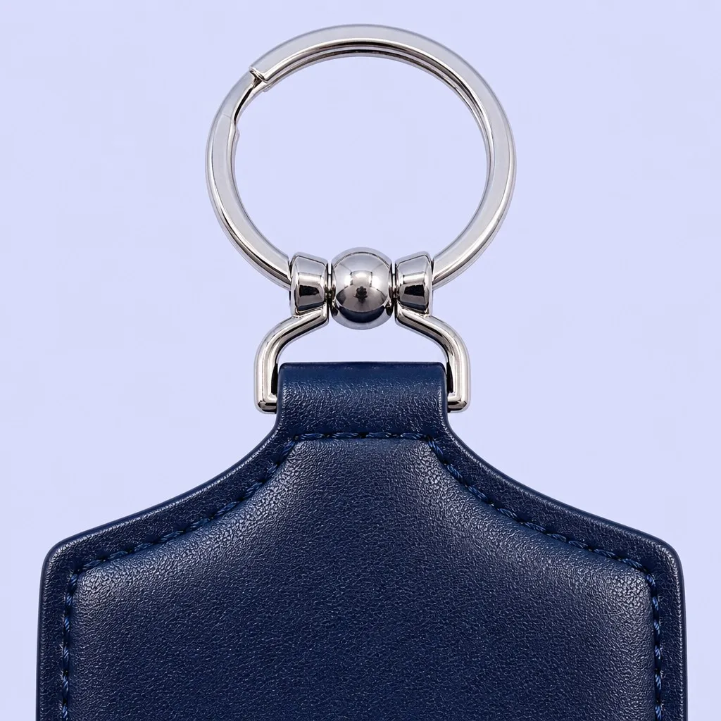 Close-up detail of the star and laurel emblem on the keychain