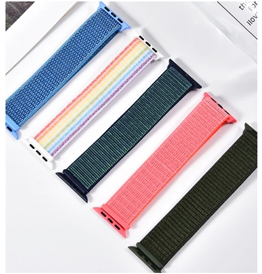 

nylon watch band Nylon Wristbands For Apple Watch Band 38/40mm 42/44mm, Nylon Sport Loop Replacement Strap For iWatch Series, 49 colors