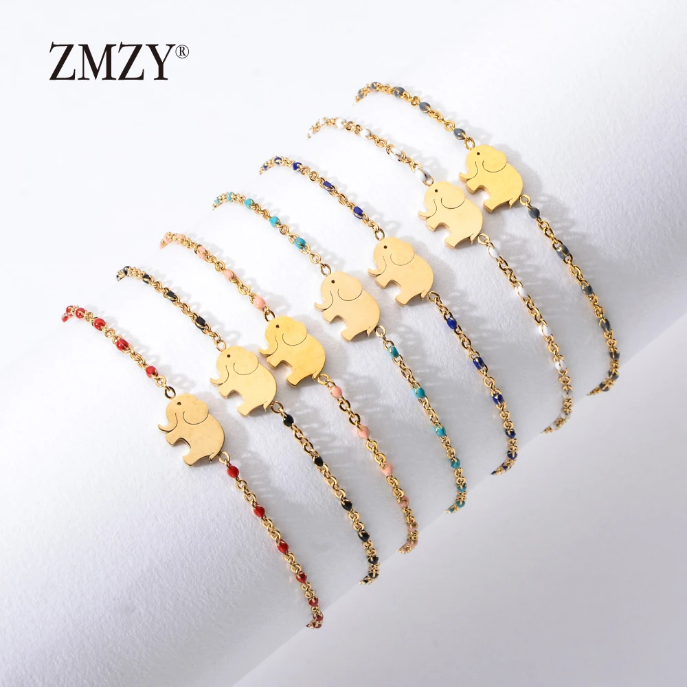 

ZMZY Dainty Elephant Bracelet Gold Color Charm Bracelet Femme Wrist Chain Stainless Steel Jewelry Lucky Bracelets for Women