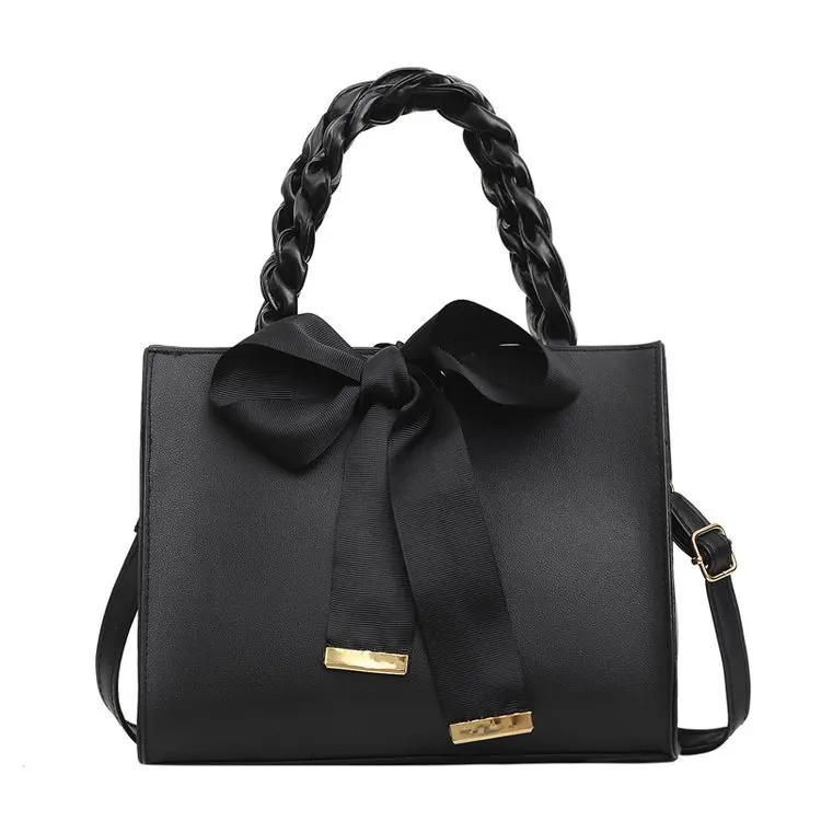 

fashion women small square bag shoulder handbags with Bow silk, Deep blue, black or customized