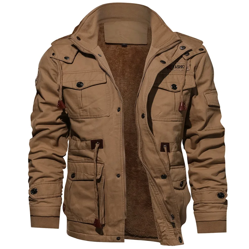 
Winter Thickening Fleece Warm Military Style Track Jacket Men Plus Size Bomber Jacket Coat 