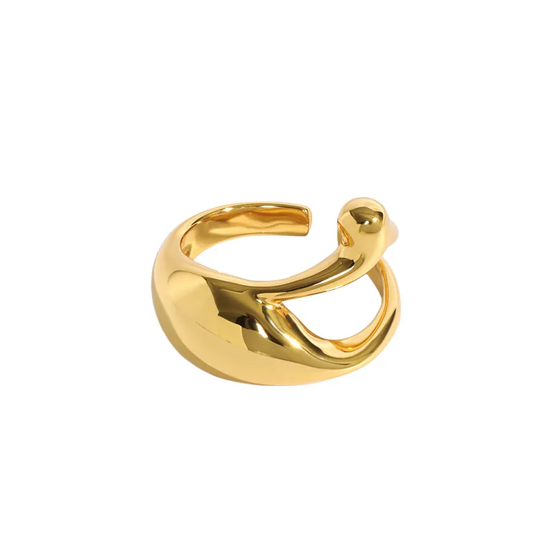 

VIANRLA chunky open ring 18k gold plated minimalist adjustable bold statement ring for women