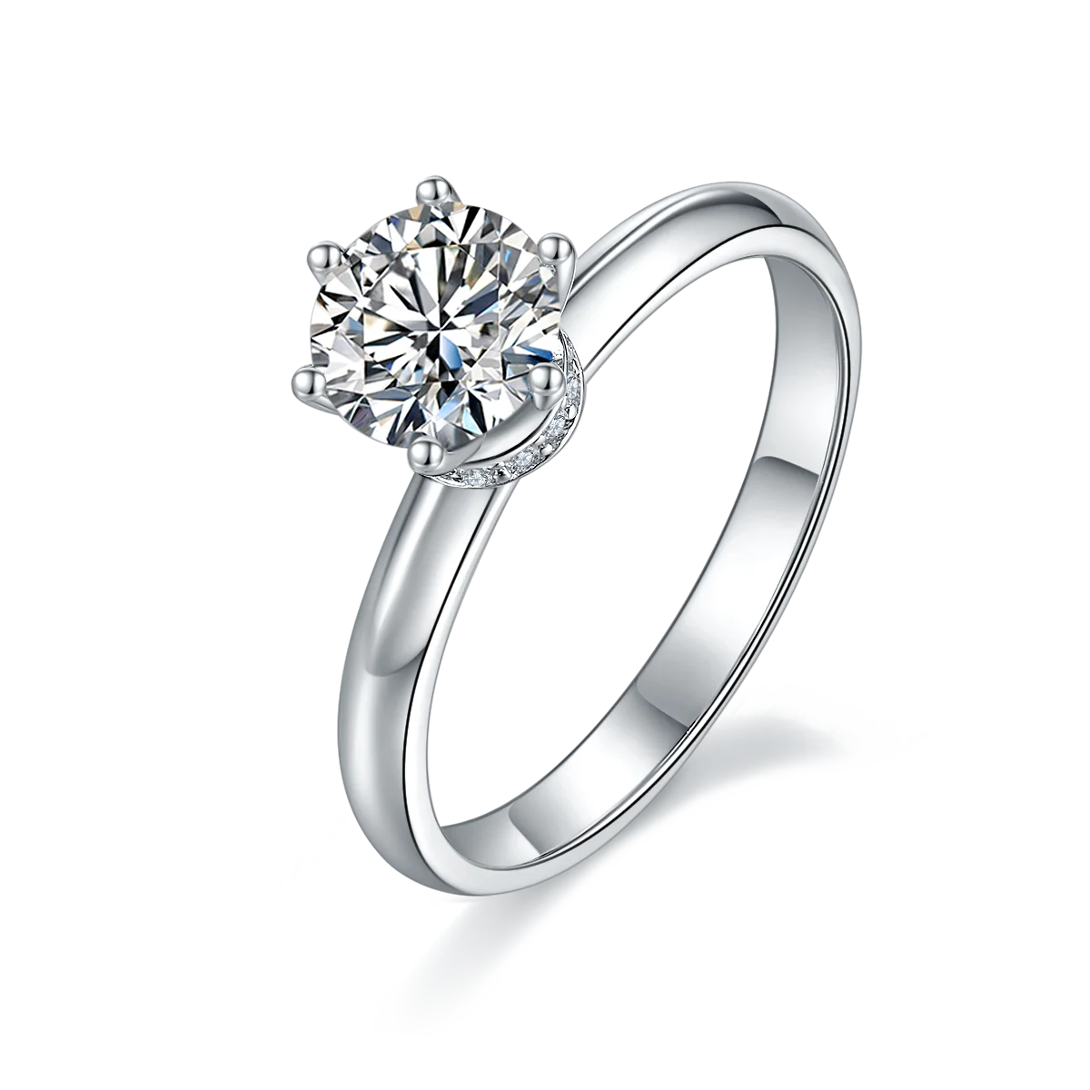 

Round Cut Engagement Ring In 925 White Gold Moissanite Diamond Ring Women Jewelry