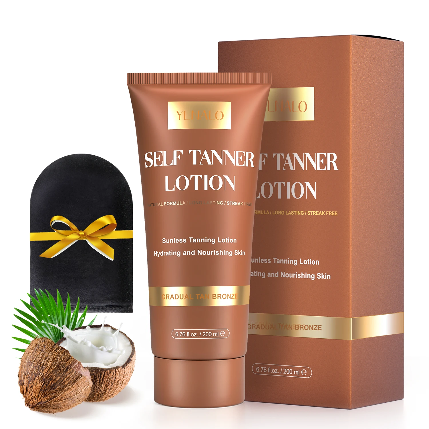 

Self Tanner and Tanning Mitt Set Organic Sunless Tanning Lotion for Bronzer Natural Looking Tan