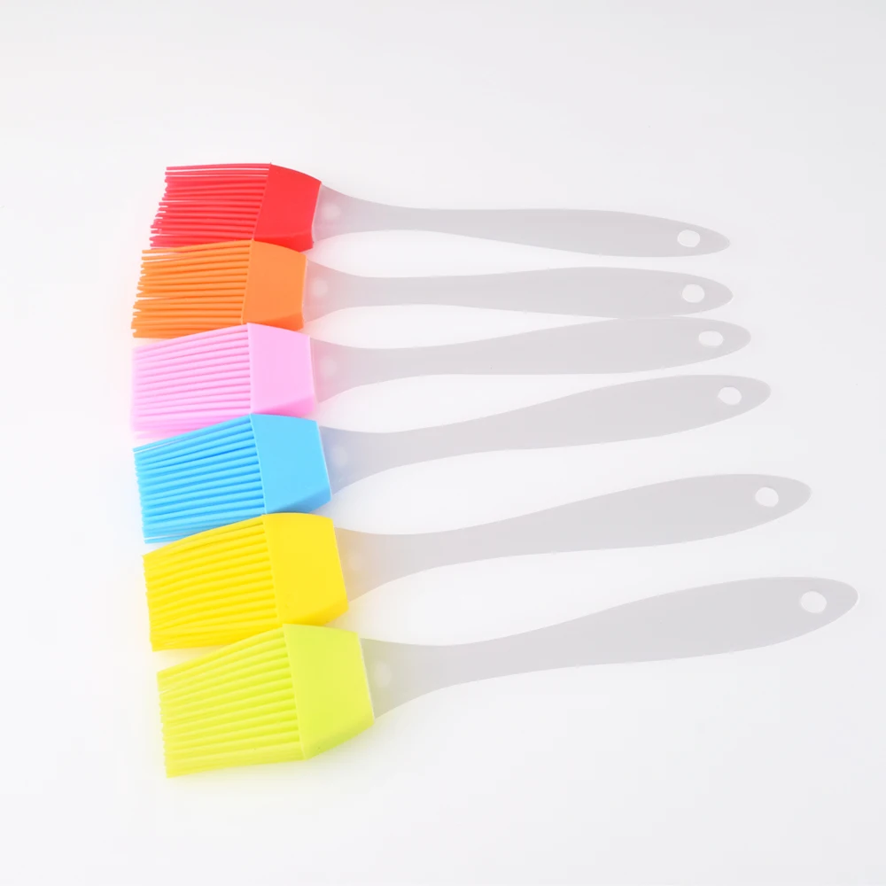 

6.5in Heat Resistant Kitchen Utensils Bakeware Tool Silicone BBQ Grill Pastry Basting Oil Brush For Cooking, Blue orange green yellow pink red