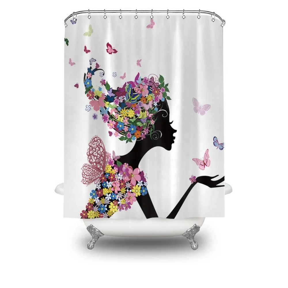 

Polyester valentine Shower Curtain rings polyester shower curtain set for bathroom
