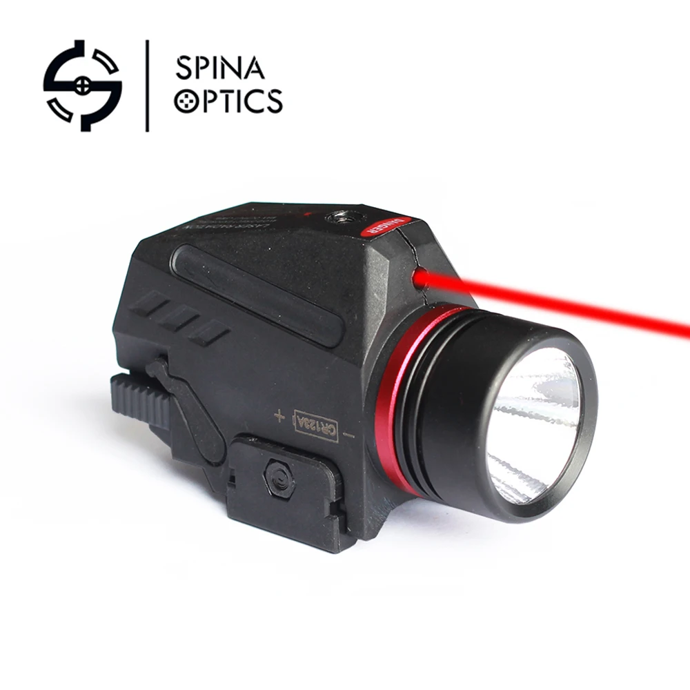 

SPINA 150 Lumens Picatinny Rail Mount Tactical LED Flashlight and Red Laser Sight for Hunting Pistols