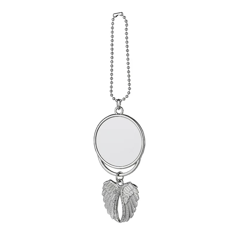 

Sublimation Blanks Jewelry Christmas Decoration Ornaments sublimation Blank Angel Wing Necklace Pendant For Car, Silver&gold