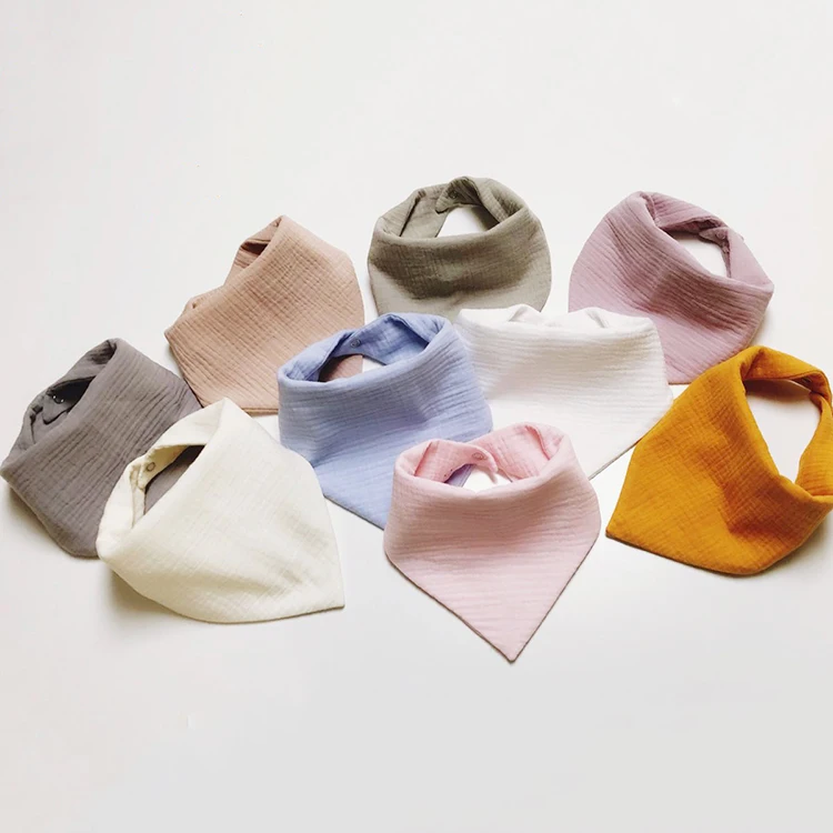 

Wholesale Baby Feeding Double Gauze Cotton Bibs Solid Plain Muslin Saliva Towel