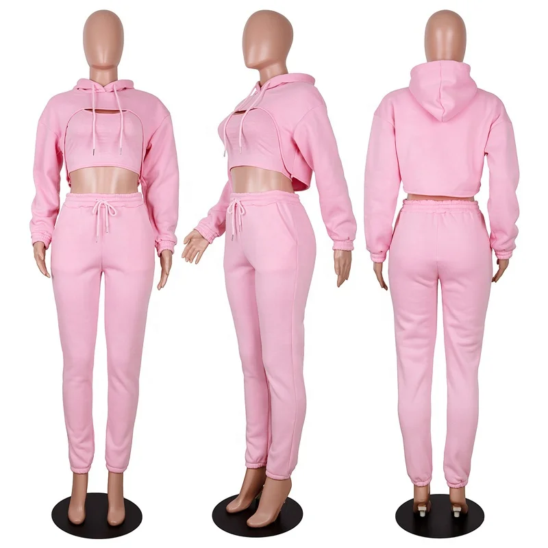 

Fashion Manufacturer Fleece Quality Women Tracksuit Set Sweatsuit, As picture