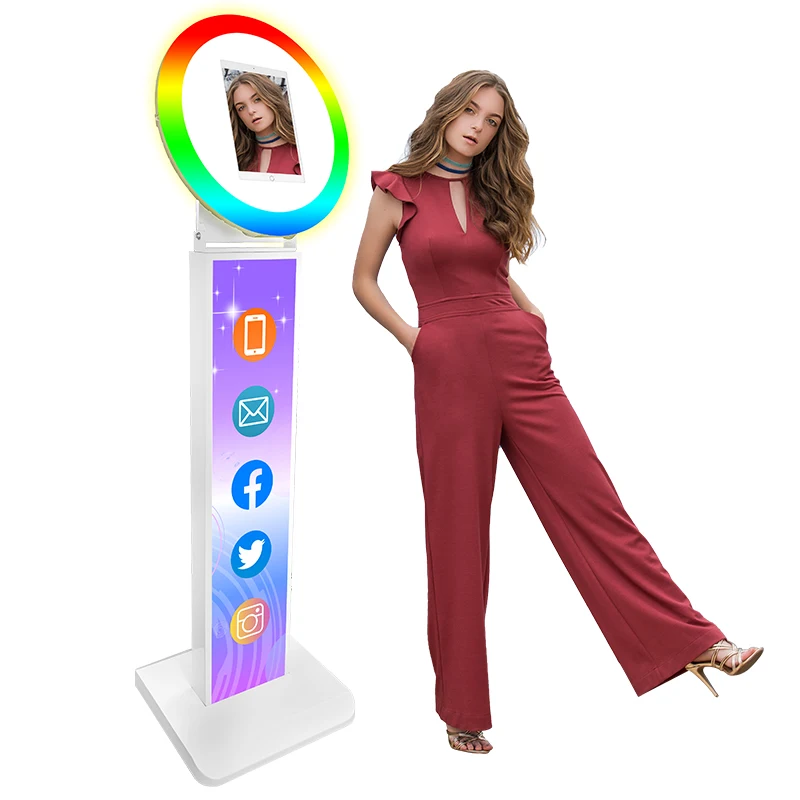 

RGB Ring Light 10.2" 11" 12.9" Ipad Photo Booth Stand Metal Case Multi -function Control Switch Angle Adjustable