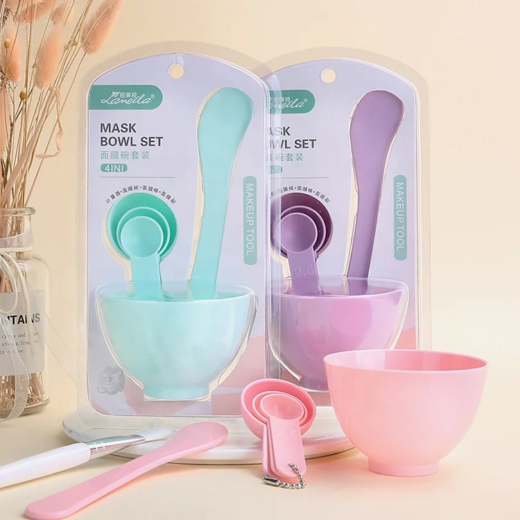 

Wholesale cosmetic face mask applicator brush spatula mask mixing bowl with measuring spoon 6 in 1set, Picture color