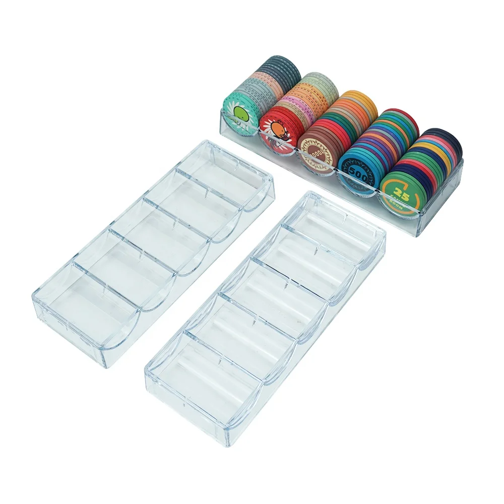 Wholesale 100pcs Transparent Acrylic 39mm Poker Chips Tray Plastic Rack Without Lid Casino Accessory for Carry 40mm Poker Chip