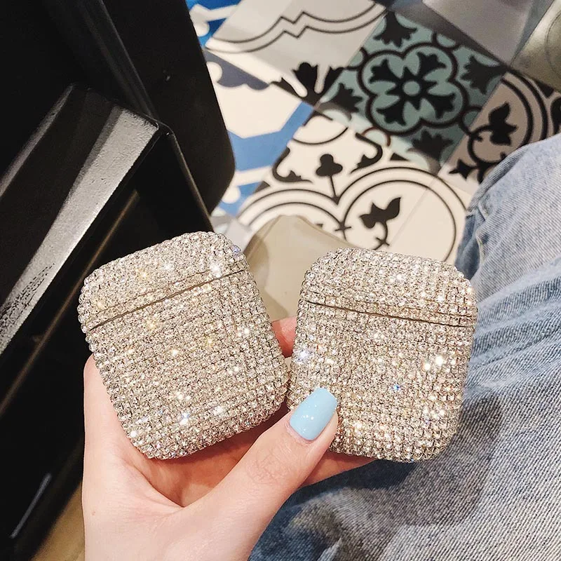 

top fashion For Airpods 1 2 Diamond Case Cover Luxury Protective Skin 3d Hard Pc For Airpod Charging Case, Multi colors