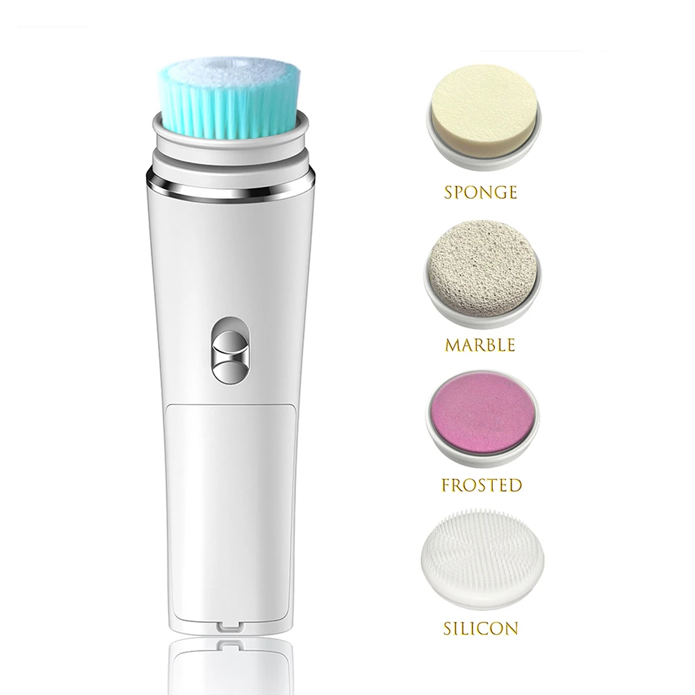 

battery operated rotating brush private label electric face cleaning brush 4 in 1 facial cleaner brush, Customized