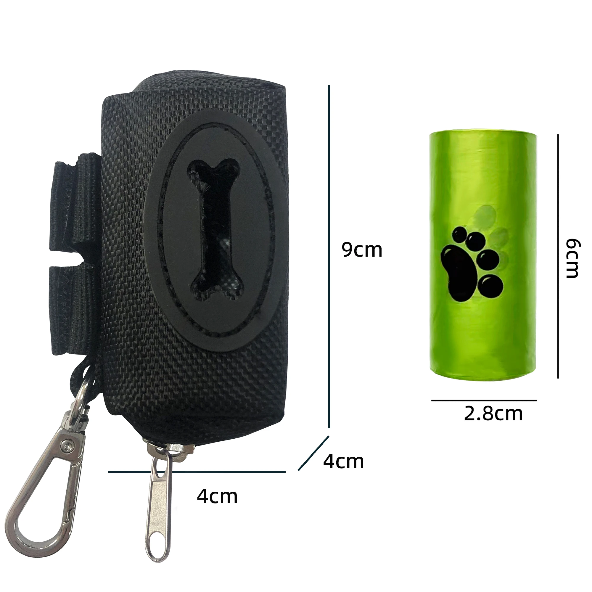 

Pet Waste Bag Dispenser 1680D Nylon Small Zipper Pouch Portable Dog Poop Bag Holder with Carabiner Clip for Belt