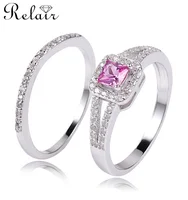 

valentine's gift lovers jewelry couple rings 925 sterling silver pink cz diamond engagement finger ring