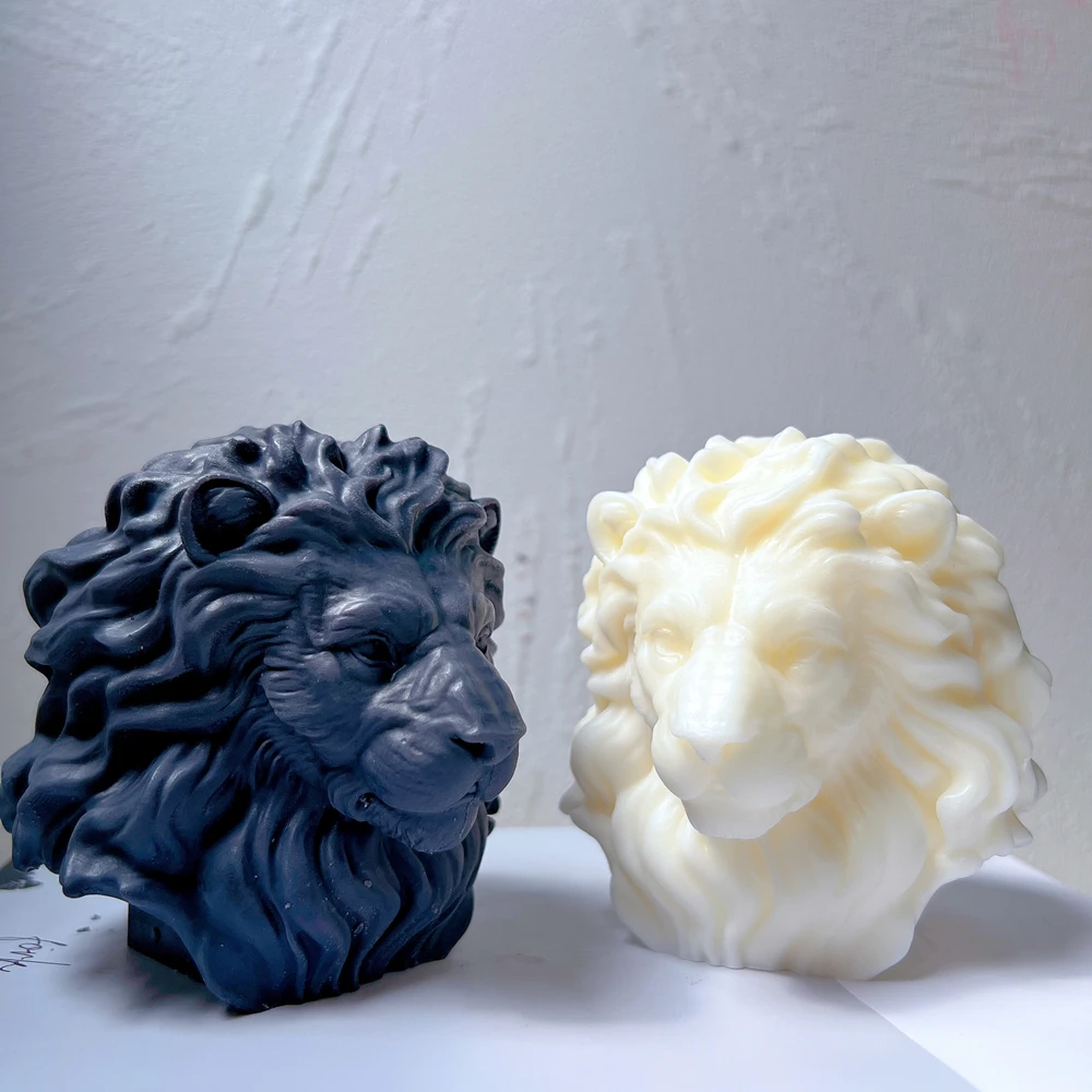 

Unique Animal Statue Soy Wax Candle Molds Animal Lovers Home Decor Gift Lion Head Candle Silicone Mold, Stocked / cusomized