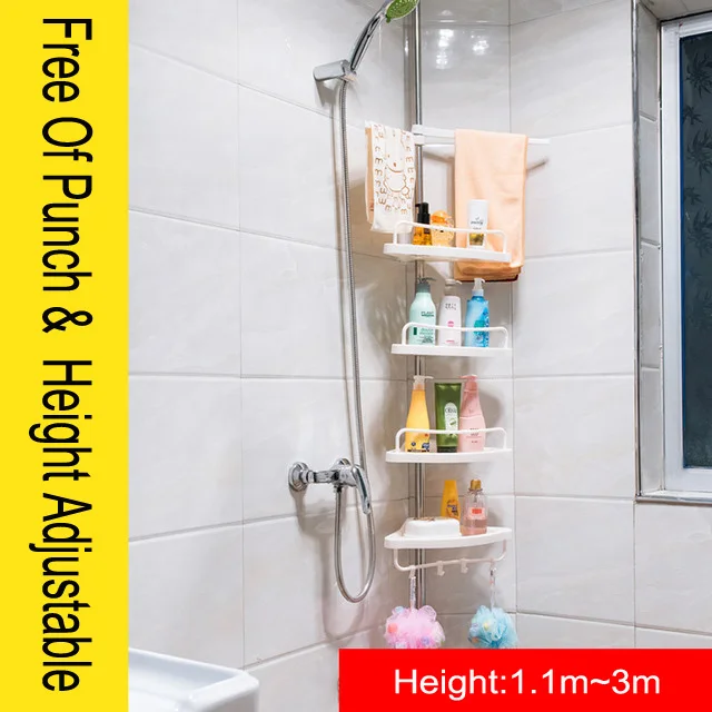 Telescopic Plastic Corner Shelves Shower Rack Multilayer Triangle