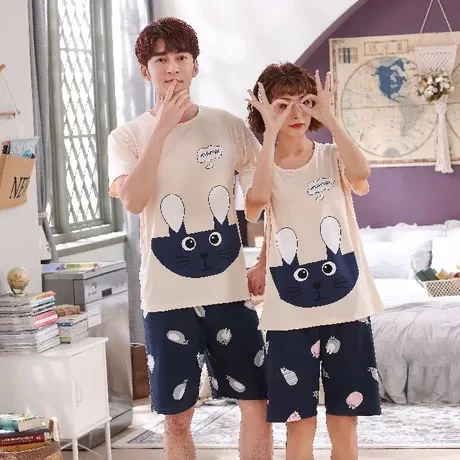 

Summer New Design Milk Silk Sleepwear Lovely Cartoon Pajamas For Young Girls And Yong Men, As the picture show