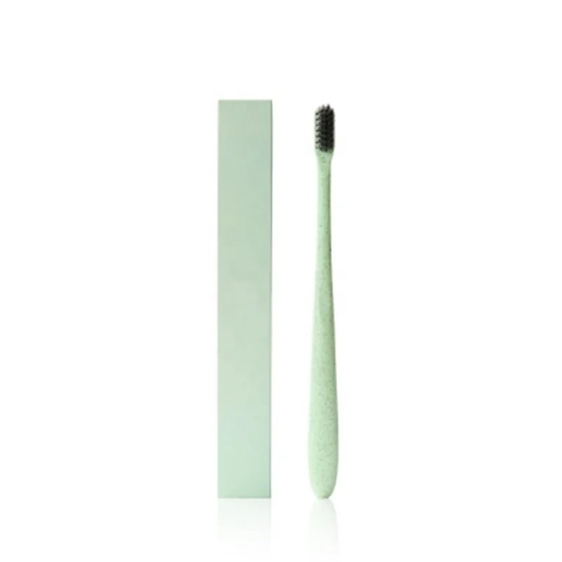 

Portable Wheat Straw Toothbrush With Paper Box, Blue/pink/green/beige