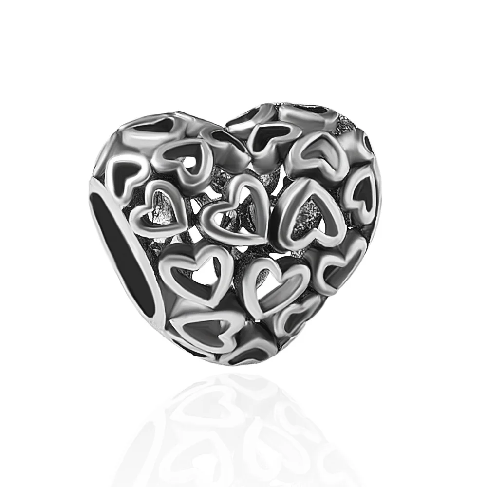 

High Quality Boutique Accessories Connector Zinc Alloy Heart Shaped European Beads DIY Pendant Jewelry Accessories