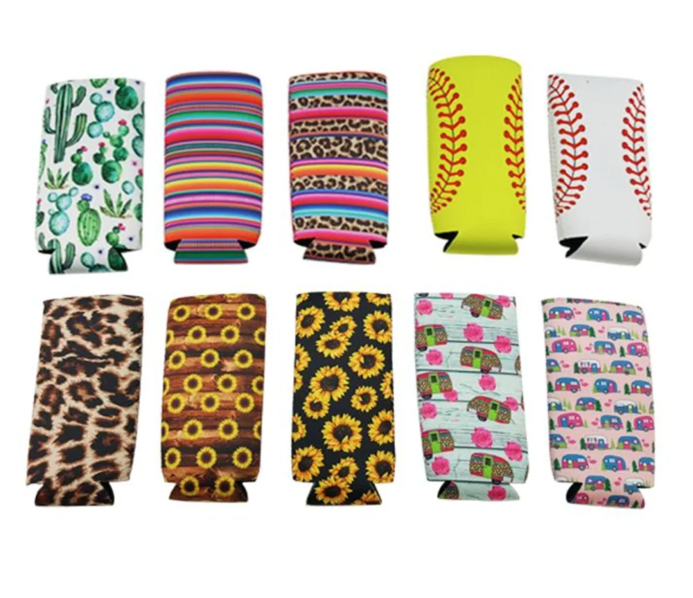 

H993 Water Bottle Case Pouch Insulated Tall Cola Can Cover Multi Color Floral Pattern Printed Neoprene Cooler Bag, Multi colour