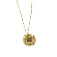 

Hot Sale Alloy Metal Sunflower Pendant Necklace for Women Round Open Wedding Jewelry Necklace