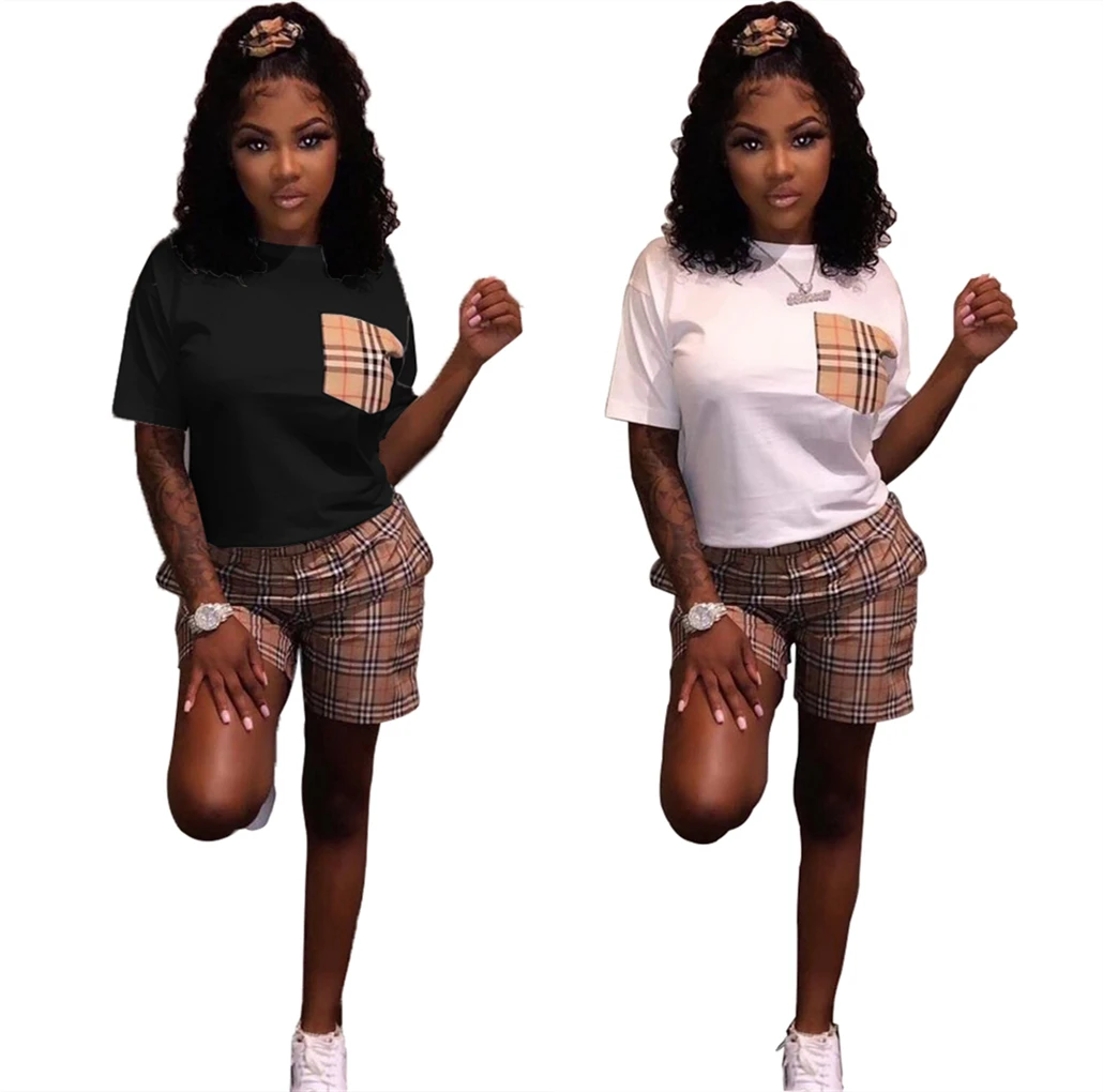 

In Stocking Women Floral Two Piece Tshirt And Shorts Set Fashion Patchwork Women Two Piece Set Shorts
