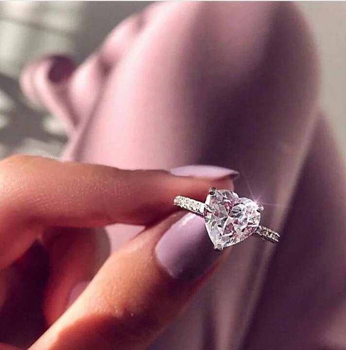

New Fashion diamond silver Wedding Eternal Love Heart ring For Women Girls