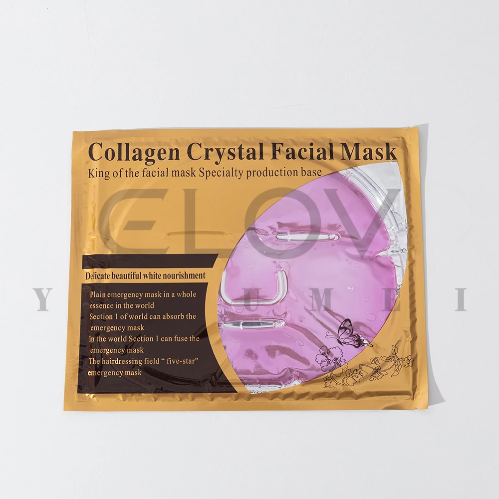 

OEM Low MOQ Private Label Face Sheet Mask Facial Moisturizing Peel Off Whitening 24K Gold Gel Crystal Collagen Pink Face Mask