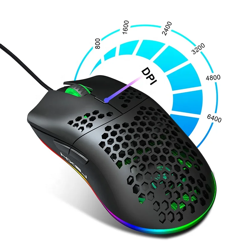 

6400 DPI Ultra Lightweight Mice 6 Buttons Gaming Honeycomb Mouse RGB Backlight Macro Programmable Wired Mouse