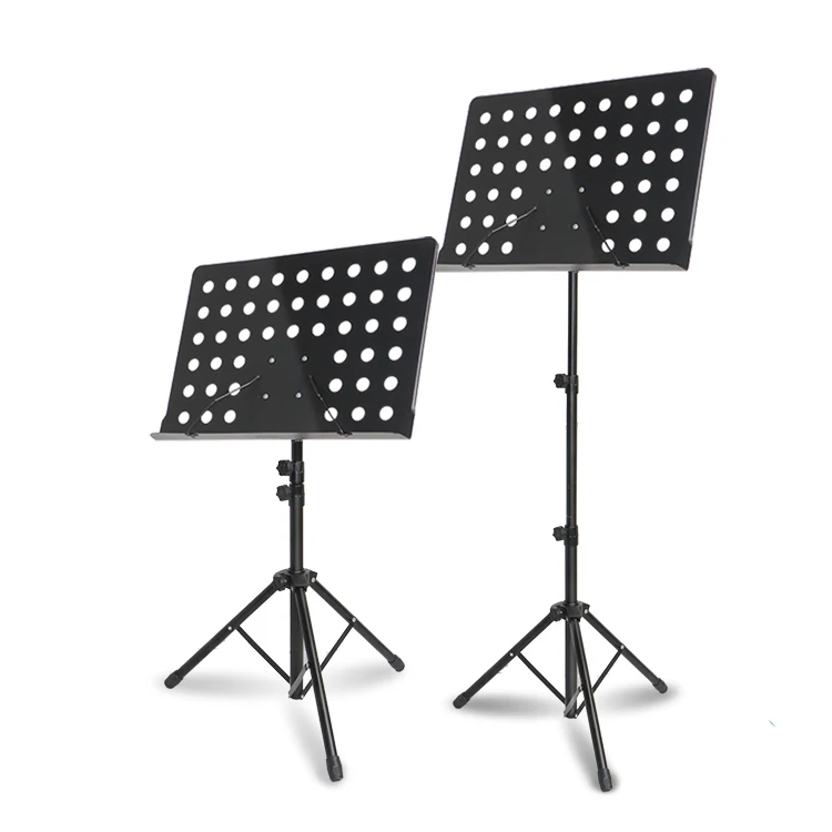 

hot sale iron middle music book stand folding sheet music stand, Black/yellow