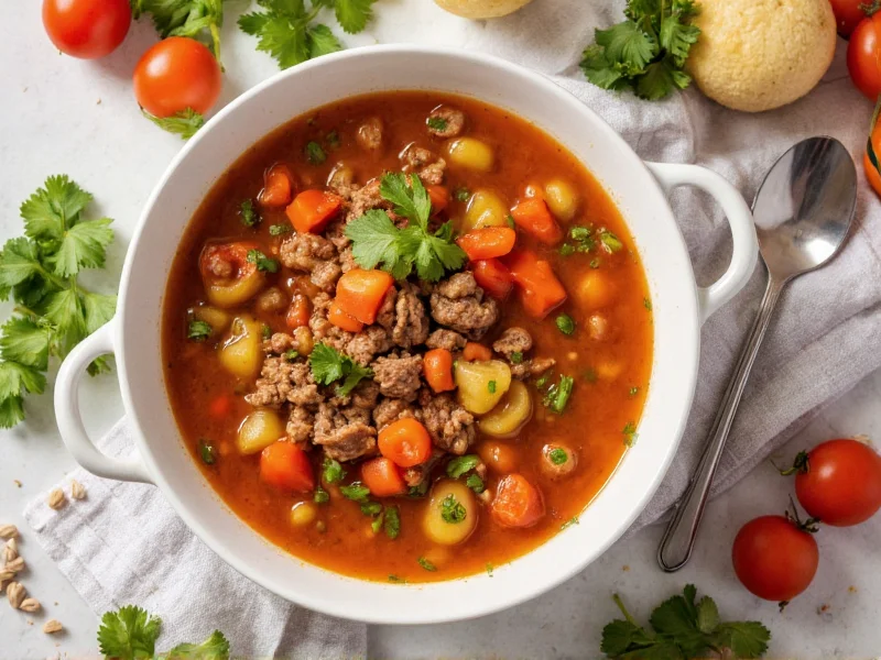 Easy Vegetable Soup with Ground Beef Recipe