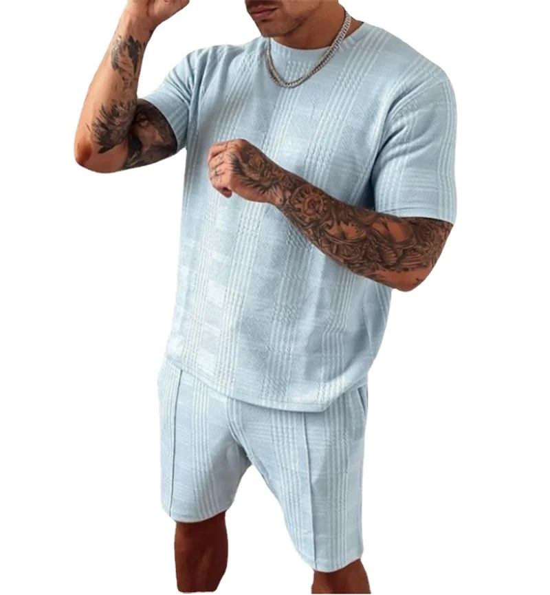 

Summer men's foreign trade casual suit popular European and American short sleeve and shorts two-piece suit sports fashion Men